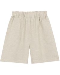 Cortana - Korte Broeken ,Bruin ,Linnen Tilo, Grijze En Bruine Gestreepte Shorts - Lyst