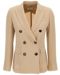 Alberto Biani - Jassen ,Leer Klassieke Double-Breasted Blazer - Lyst