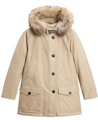 Woolrich - Jassen ,Leer Arctic Parka Met Afneembare Bontkraag - Lyst
