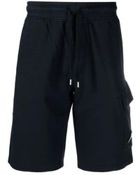 C.P. Company - Blaue logo bermuda shorts,blaue casual shorts mit cargo-tasche - Lyst