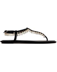 Rene Caovilla - Schoenen ,Zwart ,Zwarte Platte Sandalen Met Gesp Sluiting - Lyst