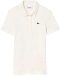 Lacoste - Tops ,Wit ,Katoen Gebreide Kraag Polo Shirt - Lyst