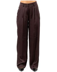 Michael Kors - Broeken ,Bruin ,Satijn Soepelvallende Wijde Pijpen Broek Van Satijn - Lyst