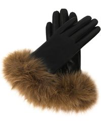 Kazar - Accessoires ,Zwart ,Leer Zwarte Leren Handschoenen Met Synthetische Bont - Lyst