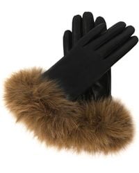 Kazar - Accessoires ,Zwart ,Leer Zwarte Leren Handschoenen Met Synthetische Bont - Lyst