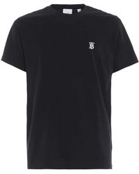 Burberry - Tops ,Zwart ,Katoen Zwart T-Shirt Met Geborduurd Logo - Lyst