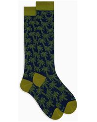 Gallo - Herren Baumwoll Lange Socken Mit Palmenmuster Blau - Lyst
