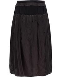 Maison Margiela - Rokken ,Zwart ,Leer Rok Met Stiksels - Lyst