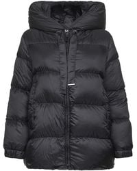 Max Mara - Jassen ,Zwart ,Polyester Zwarte Gewatteerde Jas Met Capuchon - Lyst