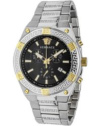 Versace - Orologio sporty greca chronograph bicolor - Lyst