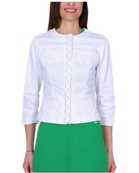 Liu Jo - Jassen ,Wit ,Denim Witte Denim Jas Met Geweven Detail - Lyst