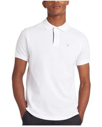 Barbour - Tops ,Wit ,Katoen Tartan Piquet Polo Shirt - Lyst