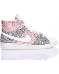 Nike - Handgefertigte silber weiße rosa sneakers - Lyst