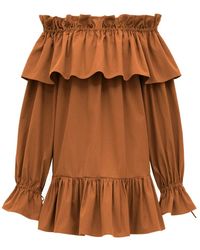 Saint Laurent - Mini-Jurk Met Ruches - Lyst