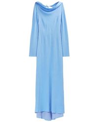 Moschino - Kleedjes ,Blauw ,Lange Crepe Jurk - Lyst