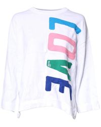 Love Moschino - Tops ,Wit ,Katoen Witte Sweatshirt Met Grafische Print En Lange Mouwen Van Katoen - Lyst