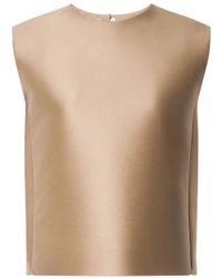 Alberta Ferretti - Beiges Ärmelloses Top Mit Rundhalsausschnitt - Lyst