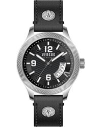 Versus - Accessoires ,Zwart ,Leer Reale Horloge - Lyst