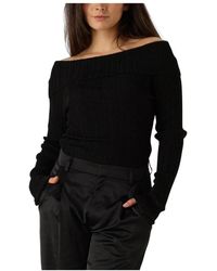 Gestuz - Zwarte Off-Shoulder Rib Top Voor Vrouwen - Lyst