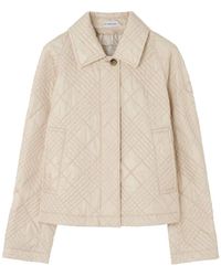 Burberry - Jassen ,Leer Micro Check-Stitch Boxy Quilted Jacket - Lyst