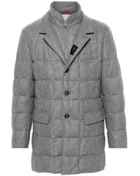Fay - Cappotto grigio in lana trapuntato - Lyst