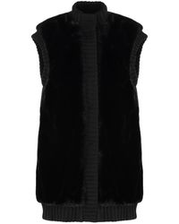 Pinko - Jassen ,Zwart ,Wol Genovese Long Vest - Lyst