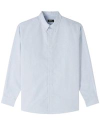 A.P.C. - Blau gestreiftes baumwollhemd - Lyst