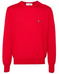 Vivienne Westwood - Roter strickpullover mit orb-logo - Lyst