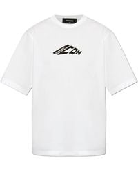 DSquared² - Tops ,Wit ,Katoen T-Shirt Met Print - Lyst
