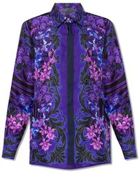 Versace - Camisa de seda estampada con estampado orchidea barocco - Lyst