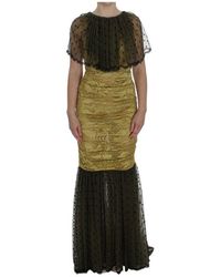 Dolce & Gabbana Kant Ricamo Jurk - Geel