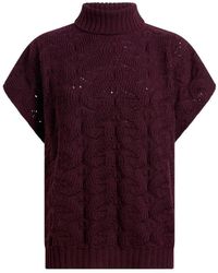Etro - Truien & Vesten ,Rood ,Wol Trui Met Col Van Wolmix - Lyst