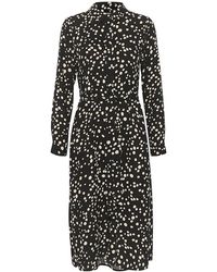 Part Two - Zwarte Stippenprint Jurk Met Lange Mouwen - Lyst