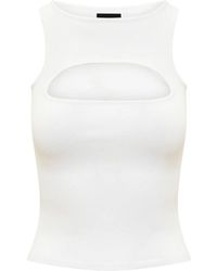 DSquared² - Tops ,Wit ,Polyester Crop Mouwloze Top - Lyst