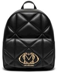 Love Moschino - Gepolsterter Rucksack Aus Kunstleder Mit Goldlogo - Lyst