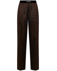 Tom Ford - Pantaloni pigiama in seta satinata con stampa leopardo - Lyst