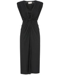 Mc2 Saint Barth - Schwarzes Ärmelloses Kleid Mit V-Ausschnitt Und Geflochtenem Muster Vorne - Lyst