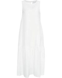 Kaos - Kleedjes ,Wit ,Linnen Elegante Linnen Maxi Jurk Met Uitsparingen - Lyst