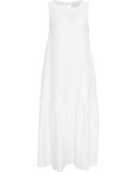 Kaos - Kleedjes ,Wit ,Linnen Elegante Linnen Maxi Jurk Met Uitsparingen - Lyst