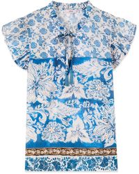 Oltre - Gemusterte Baumwoll-Musselin-Bluse - Lyst