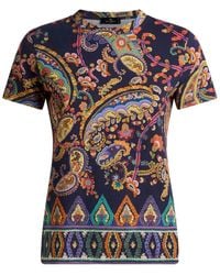Etro - Tops ,Veelkleurig ,Katoen Slim Fit T-Shirt - Lyst