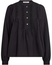 co'couture - Schwarze feminine bluse mit puffärmeln und darin-kragen - Lyst