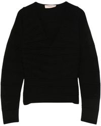 Twinset - Truien & Vesten ,Zwart ,Zwarte Trui Met Diepe V-Hals - Lyst