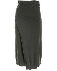 KENZO - Rokken ,Groen ,Wol Groene Midi-Rok Met Drapage - Lyst
