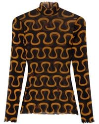 PUCCI - Onda Print High-Neck Tulle Top - Lyst