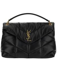 Saint Laurent - Gepolsterte Lammleder Schultertasche Mit Logo - Lyst
