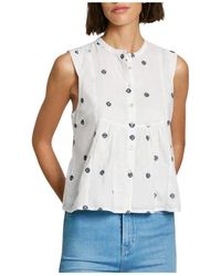 Pepe Jeans - Tops ,Wit ,Elvire Blouse Blauw Print - Lyst