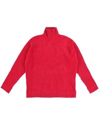 Bonsai - Hoodies & Sweatvesten ,Rood ,Katoen Woven Knit High Neck Sweater - Lyst