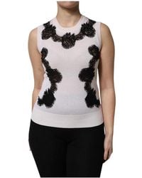Dolce & Gabbana - Cashmere Floral Lace Detailing Tank Top - Lyst