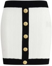 Balmain - Geribbelde Gebreide Mini Rok - Lyst